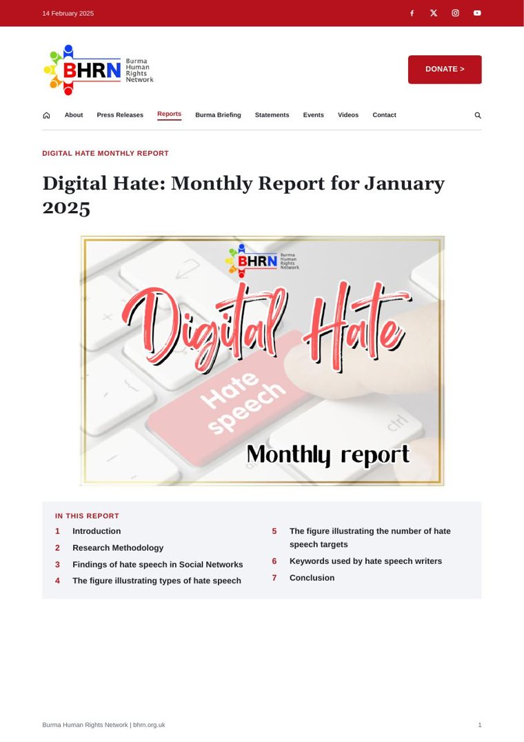 January 2025 - Digital Hate Monthly Report (English/မြန်မာ)