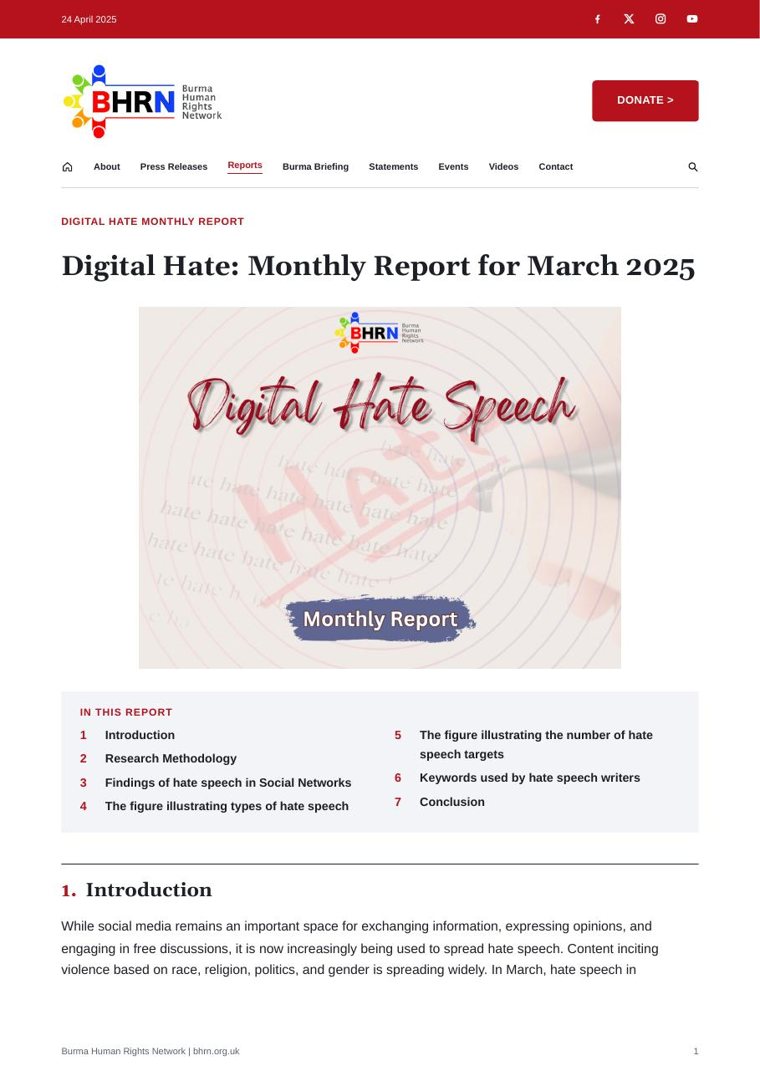 March 2025 - Digital Hate Monthly Report (English/မြန်မာ)