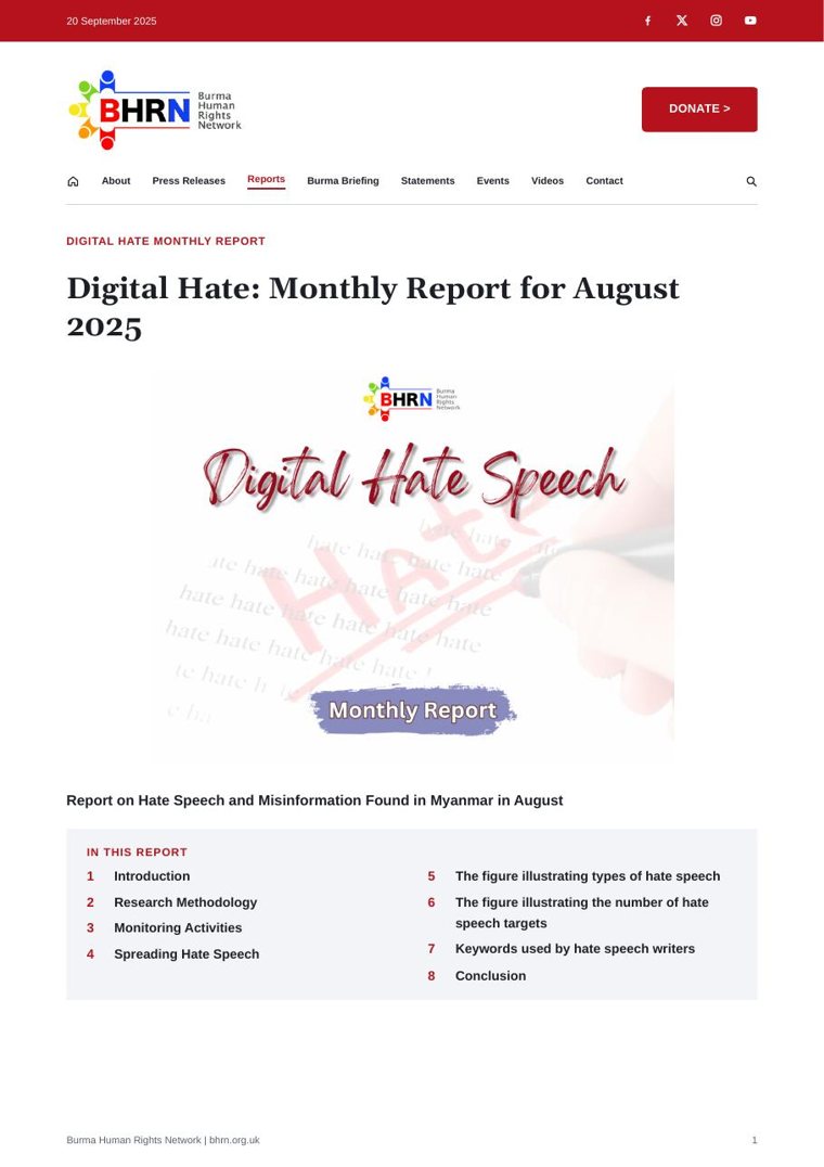 August 2025 - Digital Hate Monthly Report (English/မြန်မာ)