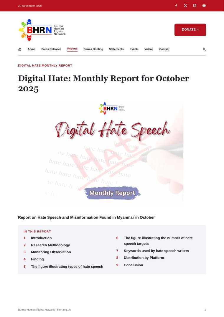 October 2025 - Digital Hate Monthly Report (English/မြန်မာ)