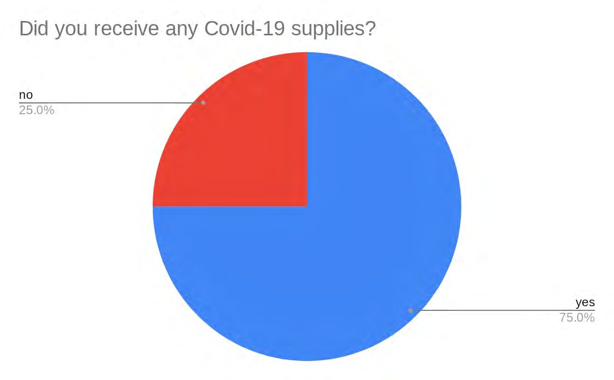 Pie chart: Did you receive any Covid-19 supplies?